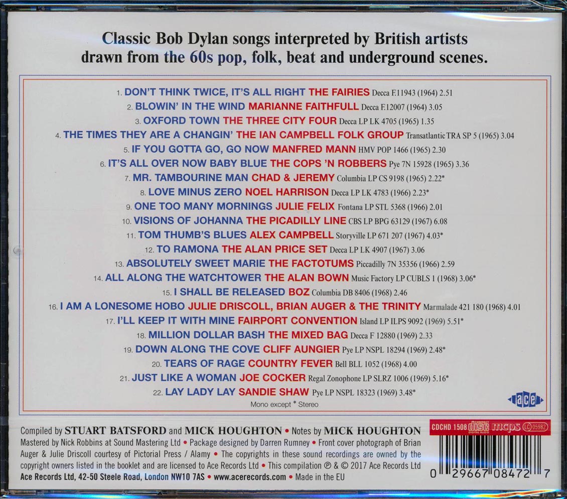 Marianne Faithfull, The Fairies, Brian Auger, Etc. - Take What You Need: UK Covers Of Bob Dylan Songs 1964-69 (22 tracks) (incl. large booklet) (remastered)