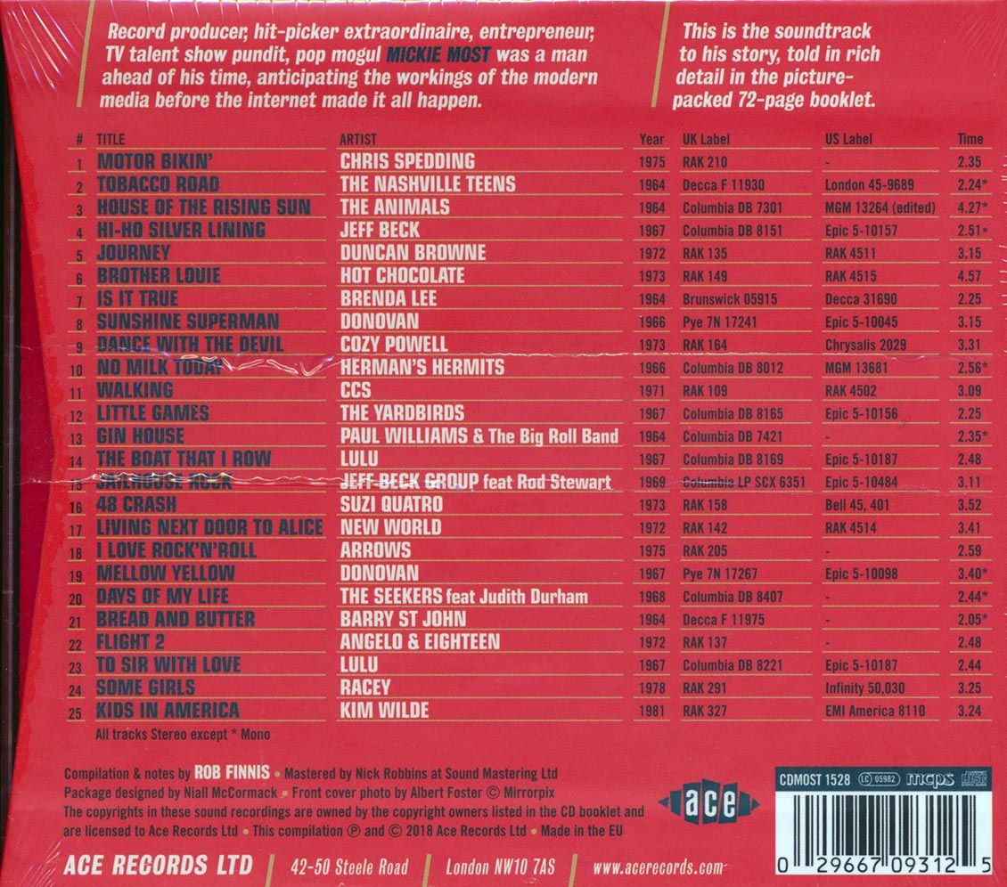 Jeff Beck, The Animals, Lulu, Kim Wilde, Etc. - The Pop Genius Of Mickie Most (25 tracks) (box set) (incl. 72-page booklet) (remastered)