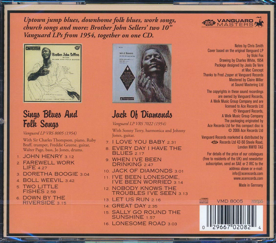 Brother John Sellers - Sings Blues And Folk Songs (2 albums on 1 CD) (22 tracks) (incl. large booklet) (remastered)