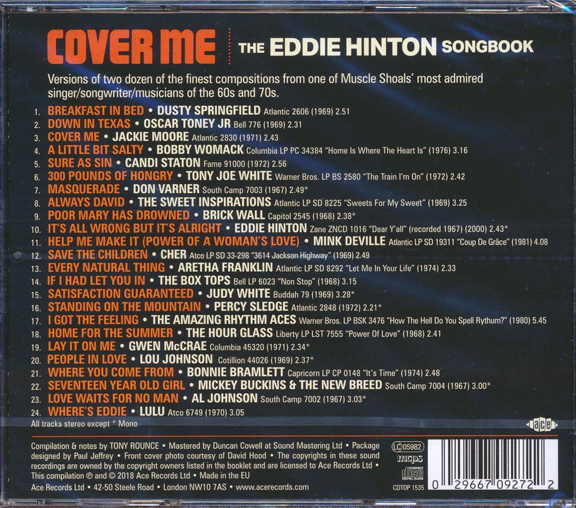 Cher, Bobby Womack, Candi Staton, Etc. - Cover Me: The Eddie Hinton Songbook (24 tracks) (incl. large booklet) (remastered)