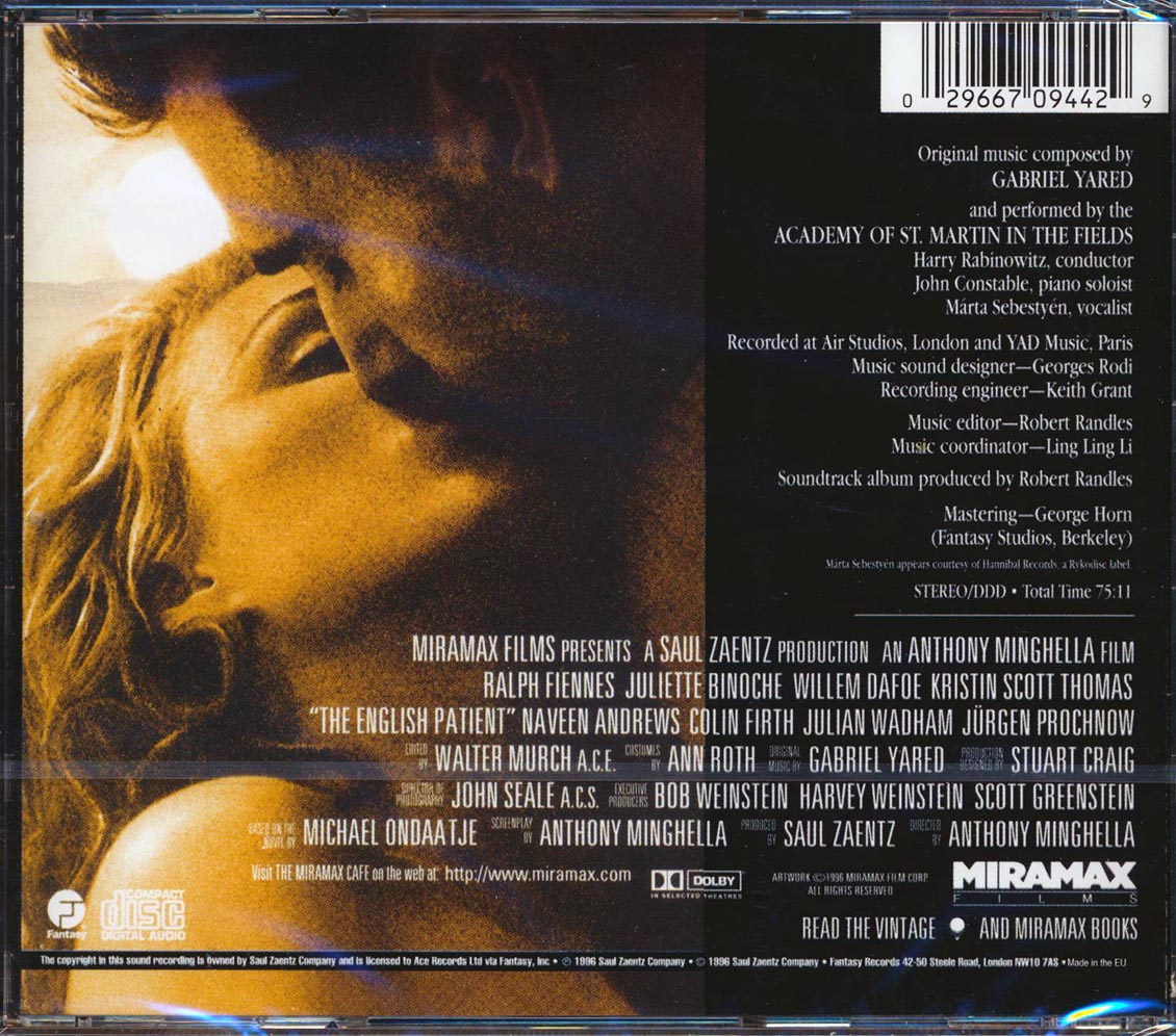 Academy Of St. Martin-In-The-Fields, Gabriel Yared - The English Patient: Original Soundtrack Recording (28 tracks) (remastered)