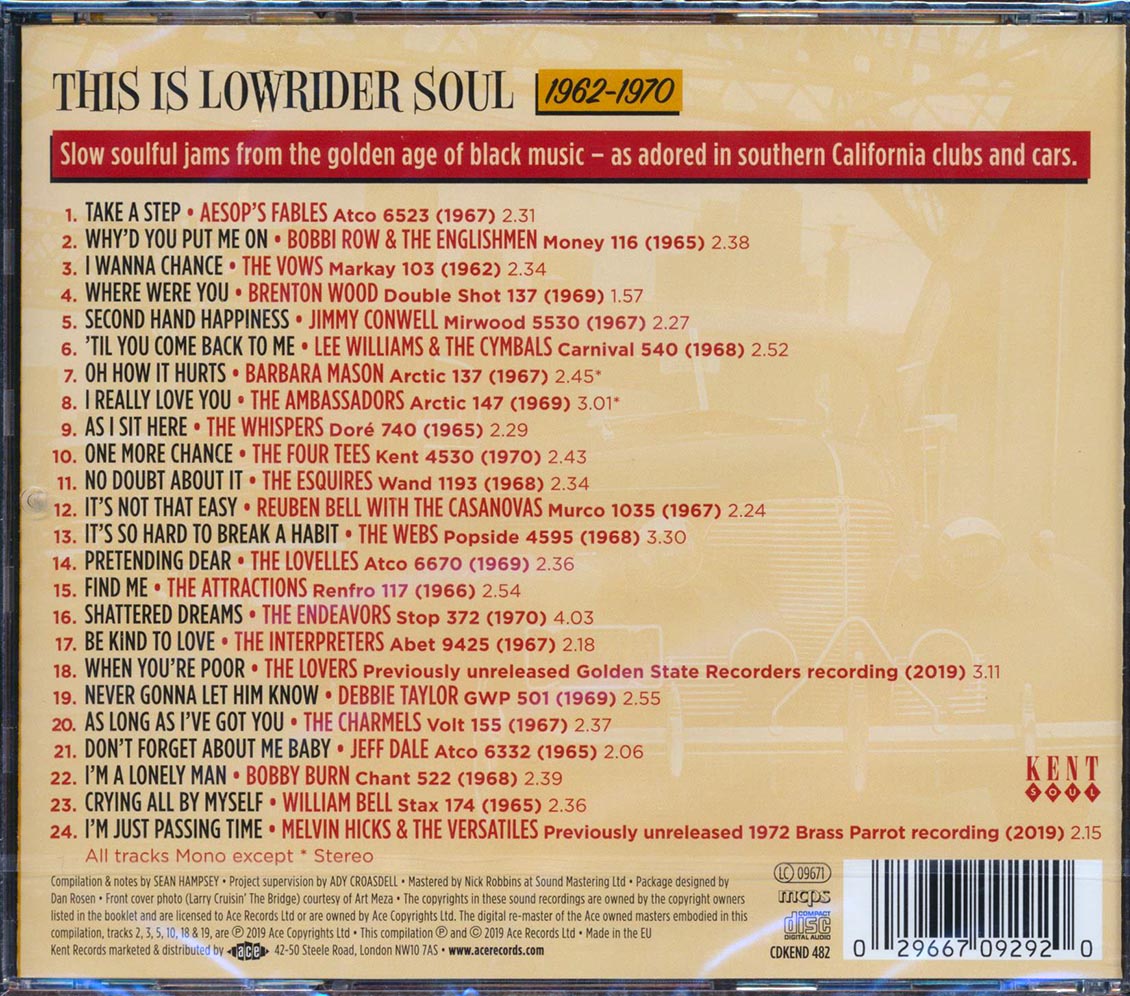 Barbara Mason, The Webs, The Whispers, Lee Williams & The Cymbals, Etc. - This Is Lowrider Soul: 1962-1970 (24 tracks) (incl. large booklet) (remastered)