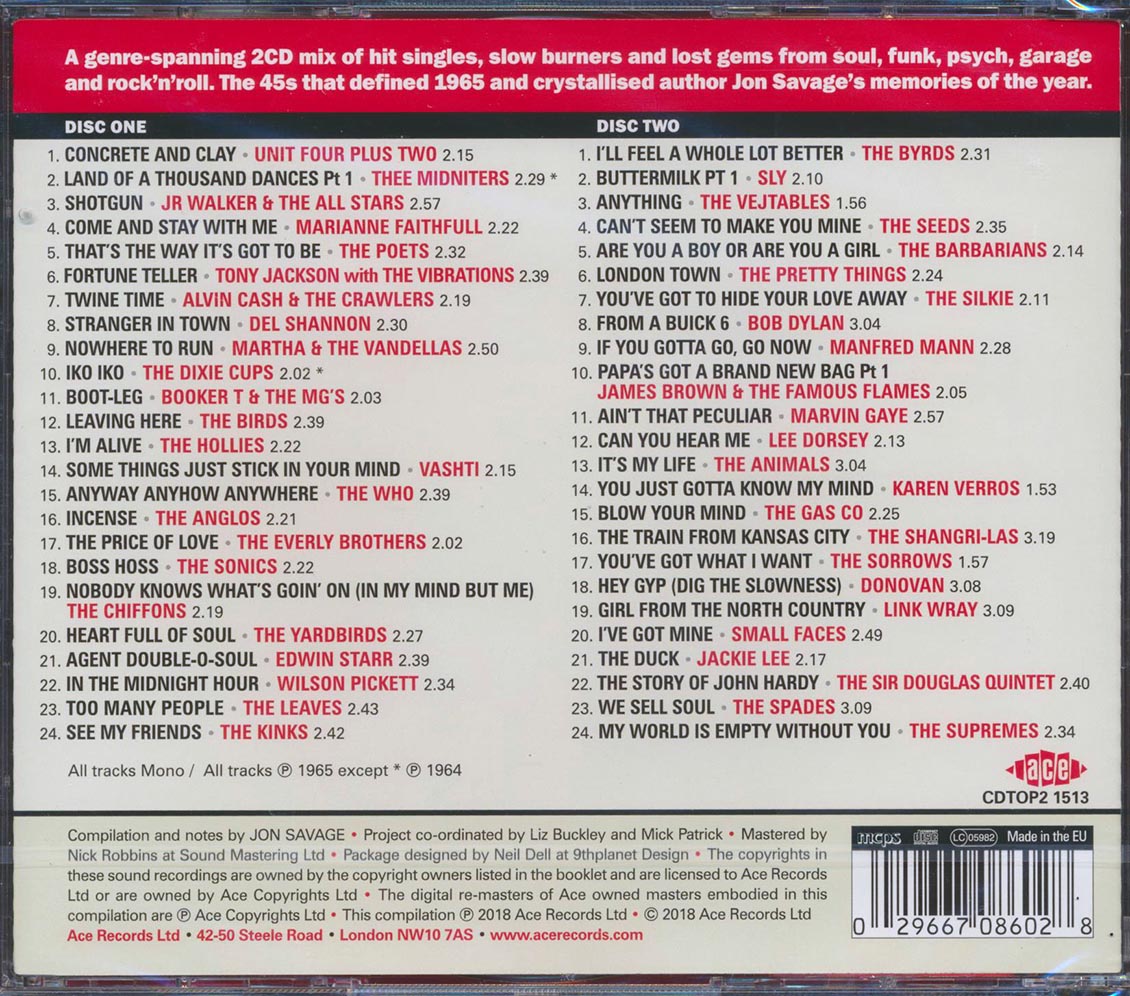 Bob Dylan, The Kinks, The Hollies, The Who, Etc. - Jon Savage's 1965: The Year The Sixties Ignited (48 tracks) (2xCD) (incl. large booklet) (remastered)