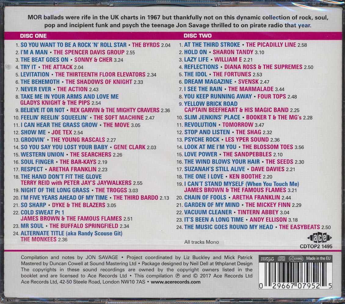 Joe Tex, The Byrds, The Troggs, Sonny & Cher, Etc. - Jon Savage's 1967: The Year Pop Divided (48 tracks) (2xCD) (incl. large booklet) (remastered)