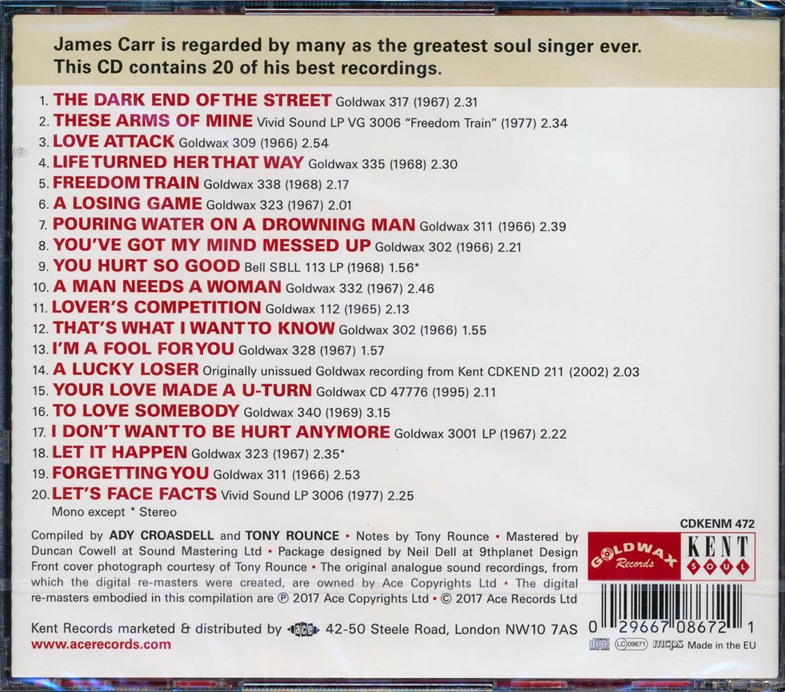 James Carr - The Best Of James Carr (20 tracks) (incl. large booklet) (remastered)