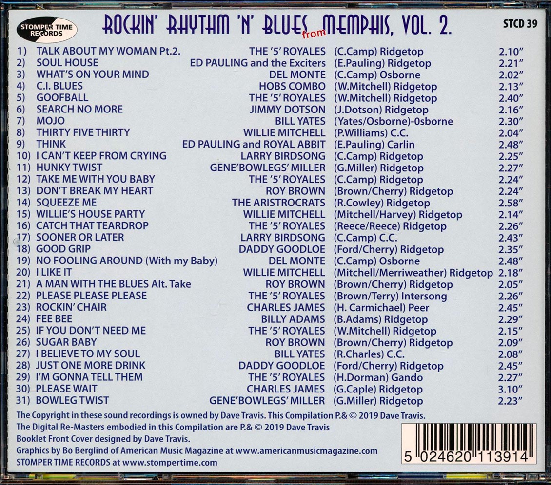 Bill Yates, Billy Adams, Roy Brown, Etc. - Rockin' Rhythm 'N' Blues From Memphis Volume 2 (31 tracks) (incl. large booklet) (remastered)