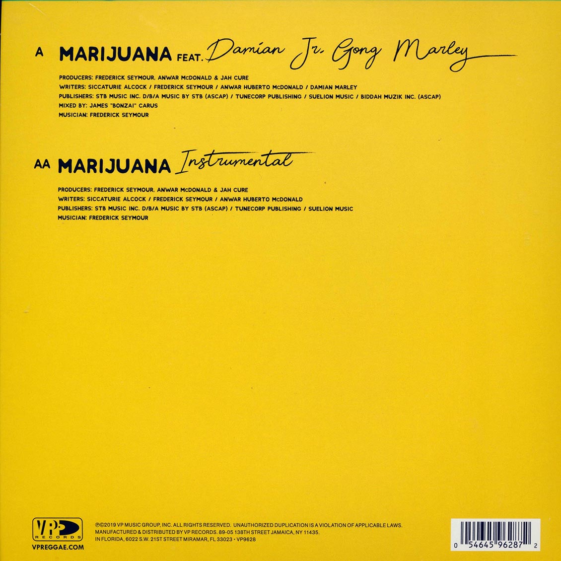 Jah Cure, Damian Marley - Marijuana  /  Marijuana Instrumental