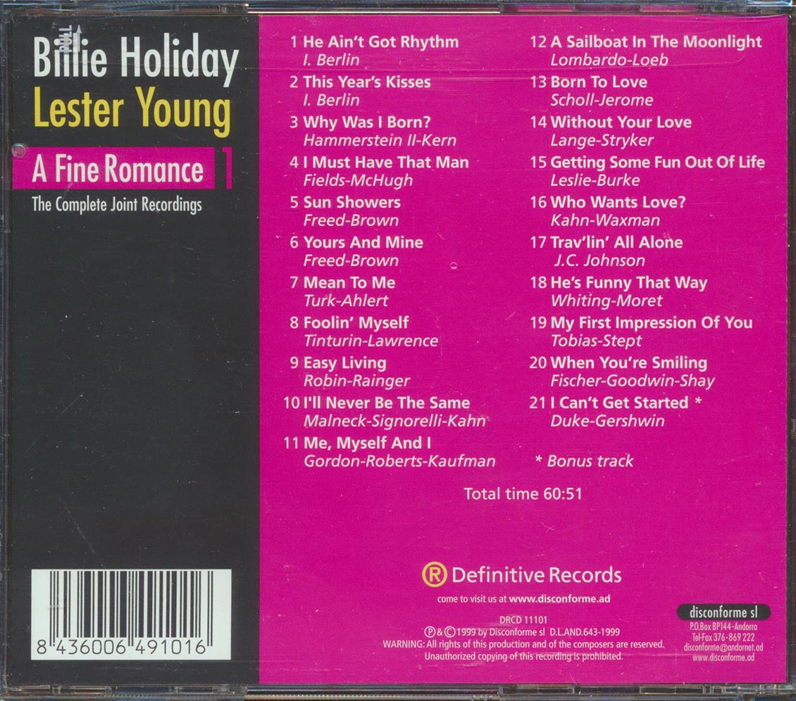 Billie Holiday - A Fine Romance: The Complete Joint Recordings (21 tracks)