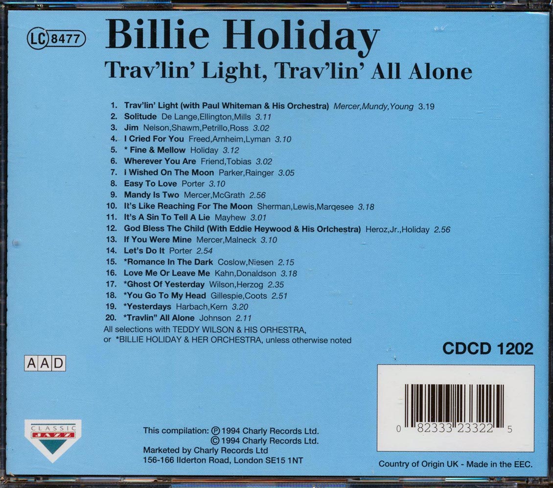 Billie Holiday - Trav'lin' Light, Trav'lin' All Alone (20 tracks)