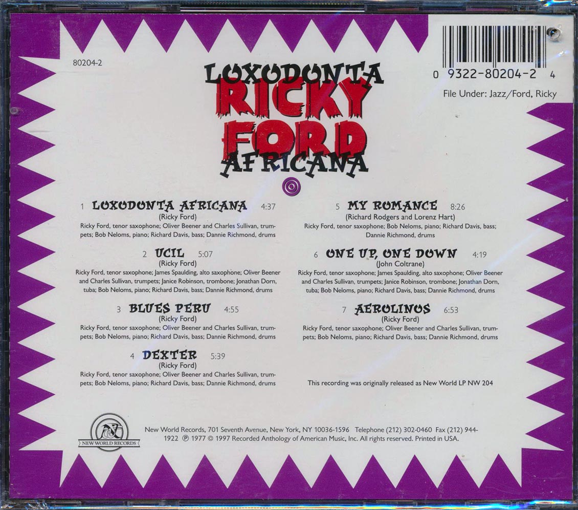 Ricky Ford - Loxodonta Africana (incl. 8-page booklet)