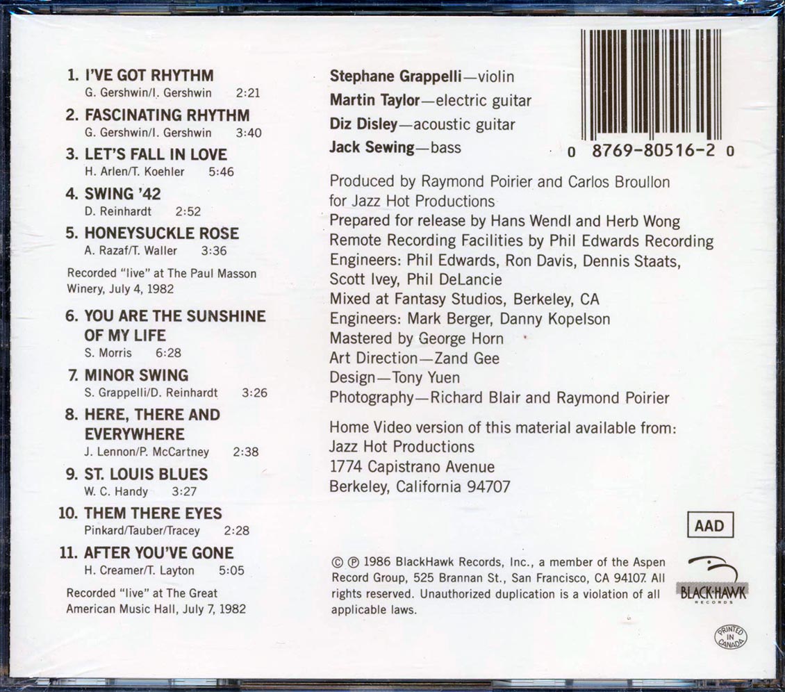 Stephane Grappelli - Live In San Francisco (incl. large booklet)