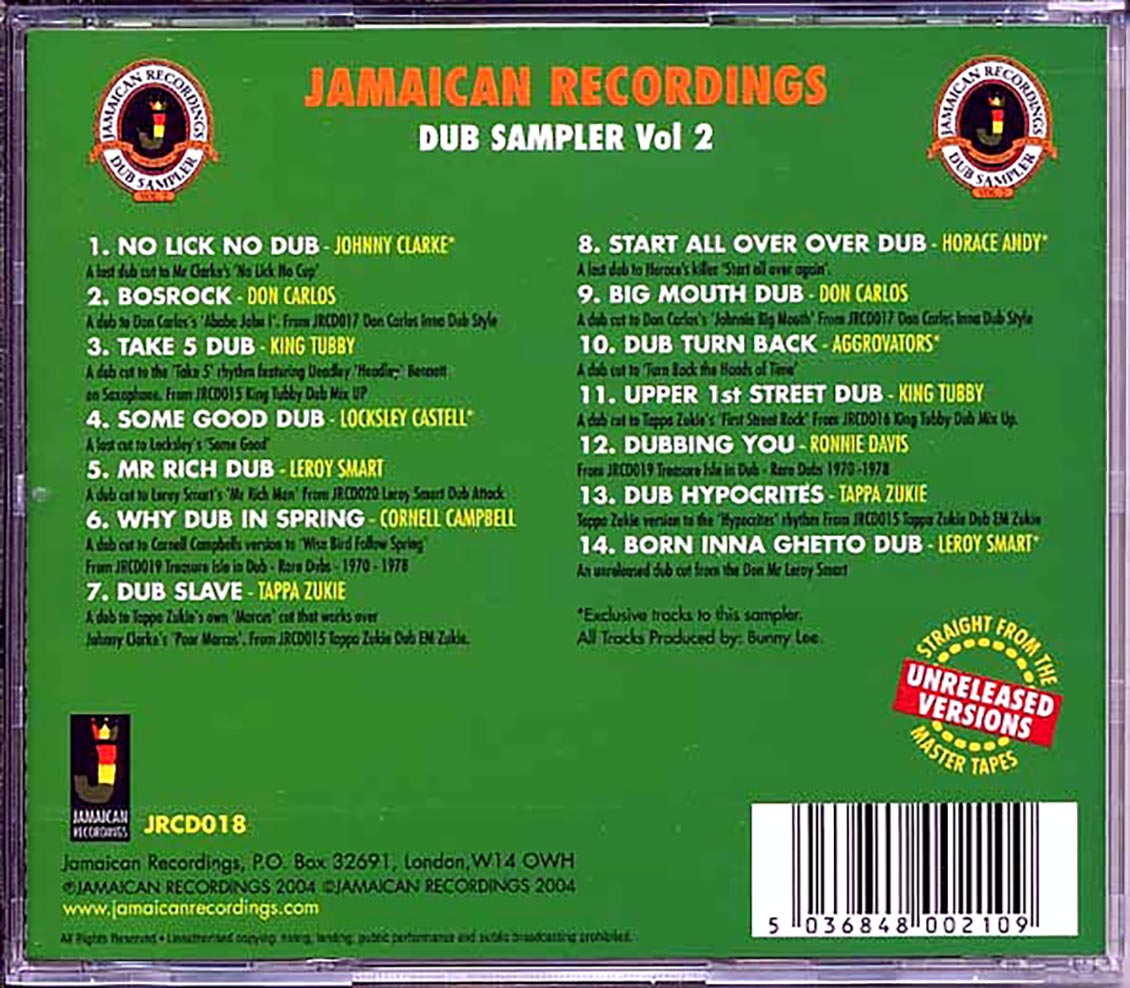 Don Carlos, Lacksley Castell, Johnny Clarke, Etc. - Jamaican Recordings Dub Sampler Volume 2