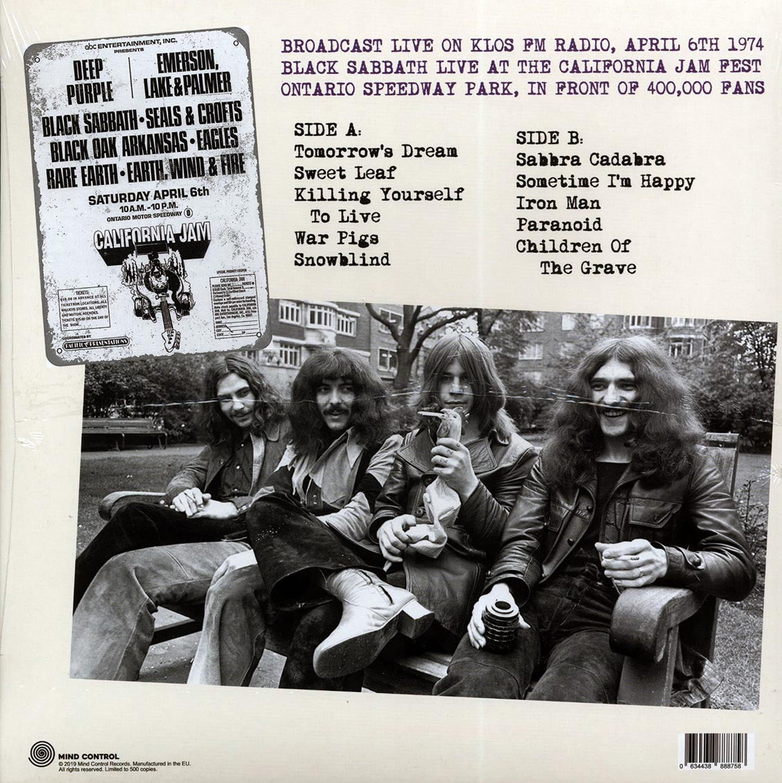 Black Sabbath - Live From The Ontario Speedway Park, April 6th 1974: KLOS-FM Broadcast (ltd. 500 copies made) (purple vinyl)
