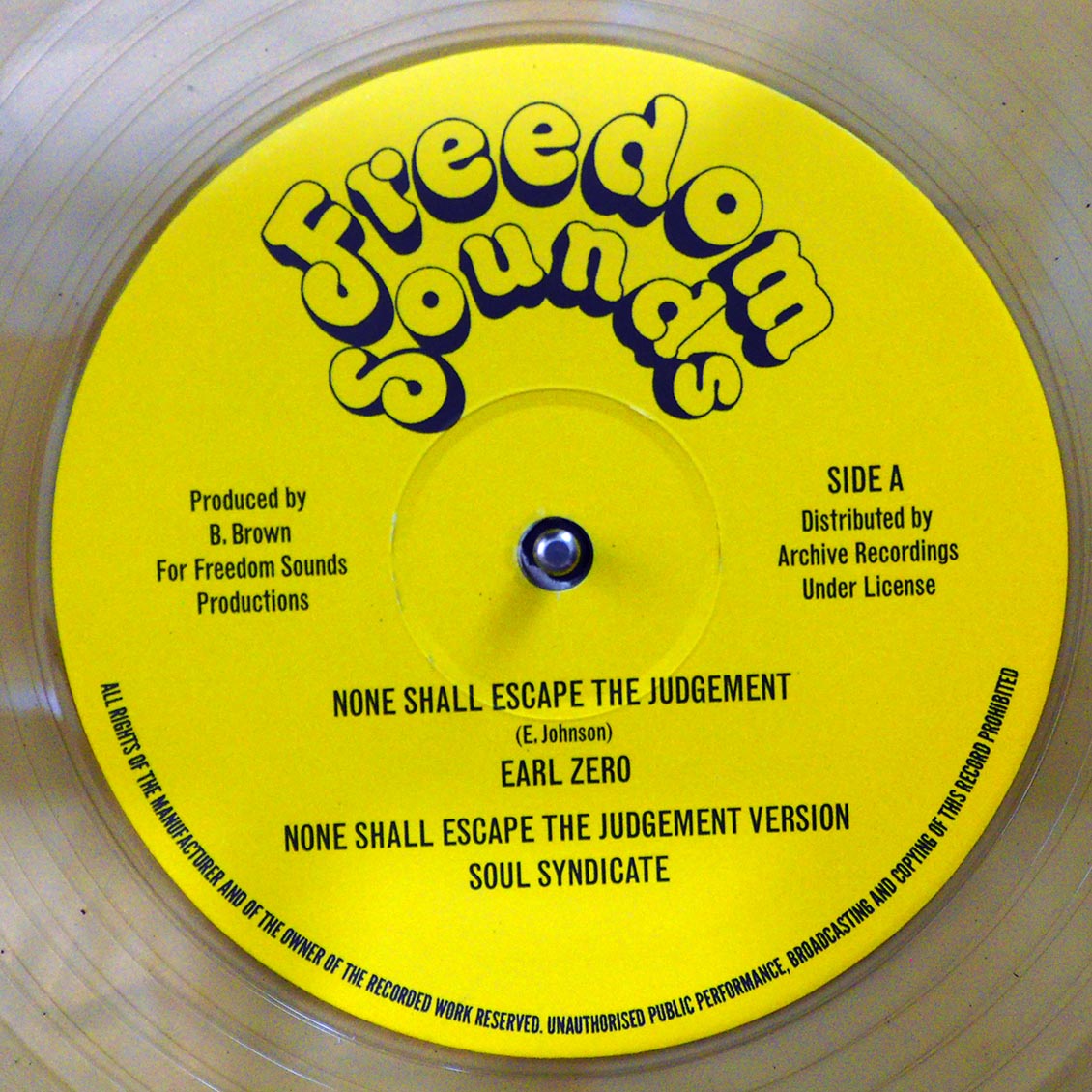 Earl Zero - None Shall Escape The Judgment; Soul Syndicate - None Shall Escape The Judgment Version  /  Earl Zero & Soul Syndicate - None Shall Escape The Judgment (Extended Mix) (rhythm: "Johnny Clarke - None Shall Escape") (colored vinyl)