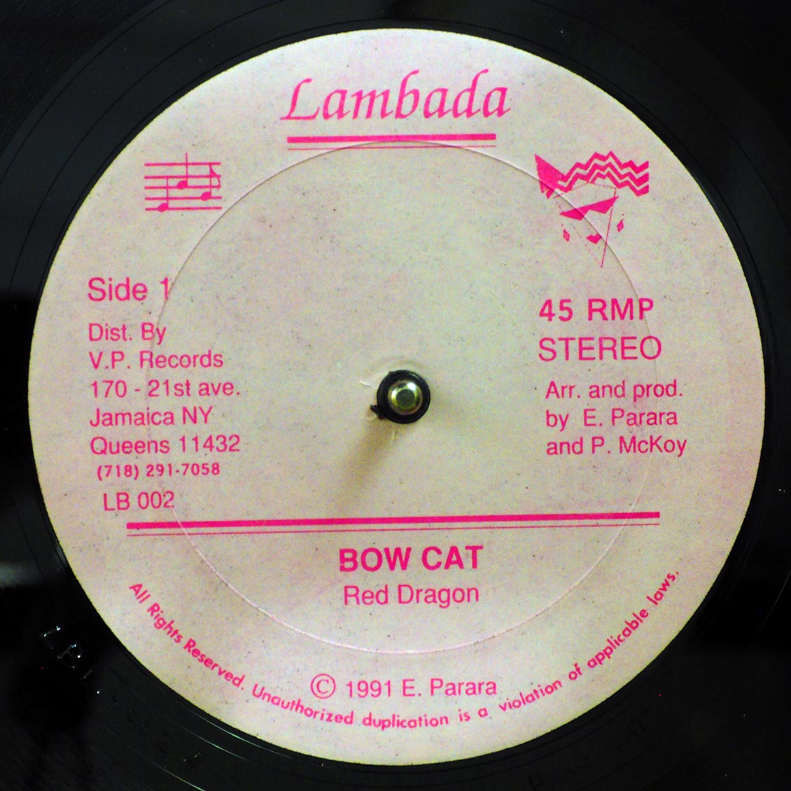 Red Dragon - Bow Cat; Version  /  Version 2 (rhythm: "Answer AKA Never Let Go") (orig. press)