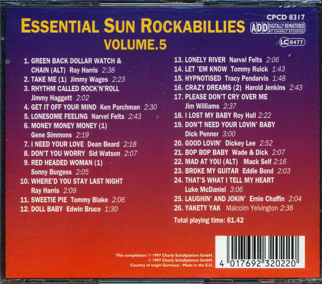 Ray Harris, Narvel Felts, Gene Simmons, Etc. - Essential Sun Rockabillies Volume 5 (26 tracks)