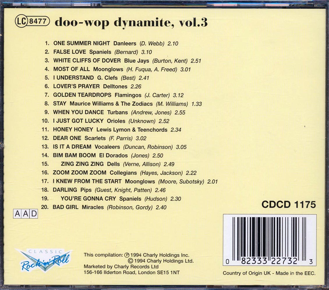 Maurice Williams, The Spaniels, The El Dorados, Etc. - Doo-Wop Dynamite Volume 3 (20 tracks)