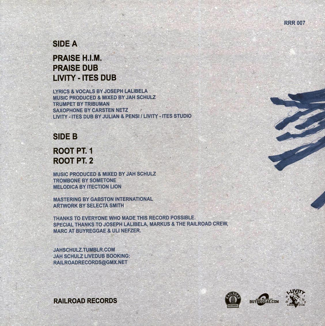Joseph Lalibela - Praise HIM; Jah Schulz, Tribuman, Carsten Netz - Praise Dub; Julian & Pensi - Livity Ites Dub  /  Jah Schulz, Sometone, Itection Lion - Root Part 1; Jah Schulz, Sometone, Itection Lion - Root Part 2
