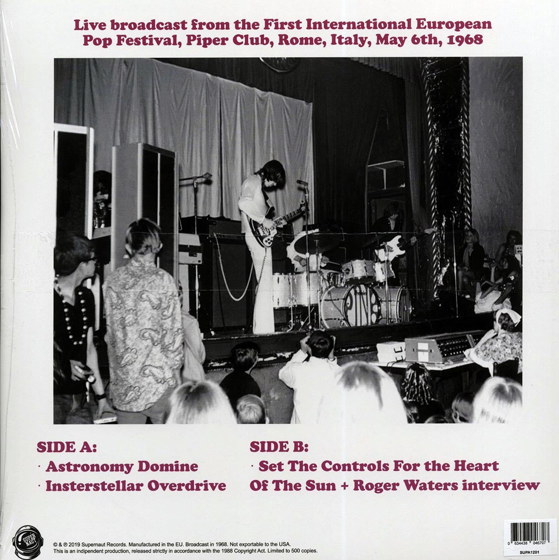 Pink Floyd - Broadcast In Rome, Italy, May 6th, 1968 (ltd. 500 copies made)