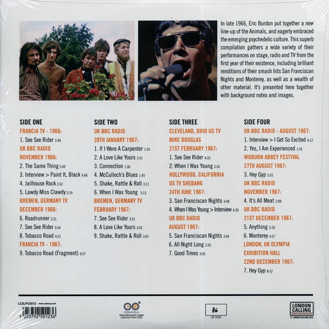 The Animals - Live In The Sixties (numbered ltd.ed.) (2xLP) (180g) (orange vinyl)