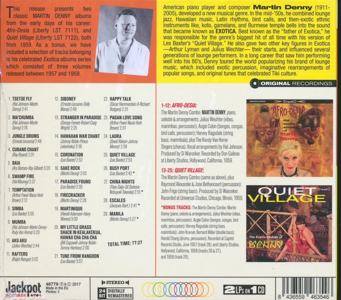 Martin Denny - Afro-Desia + The Quiet Village: The Exotic Sounds Of Martin Denny (2 albums on 1 CD) (29 tracks) (+ 5 bonus tracks) (ltd. ed.) (deluxe 3-fold digipak) (remastered) (2