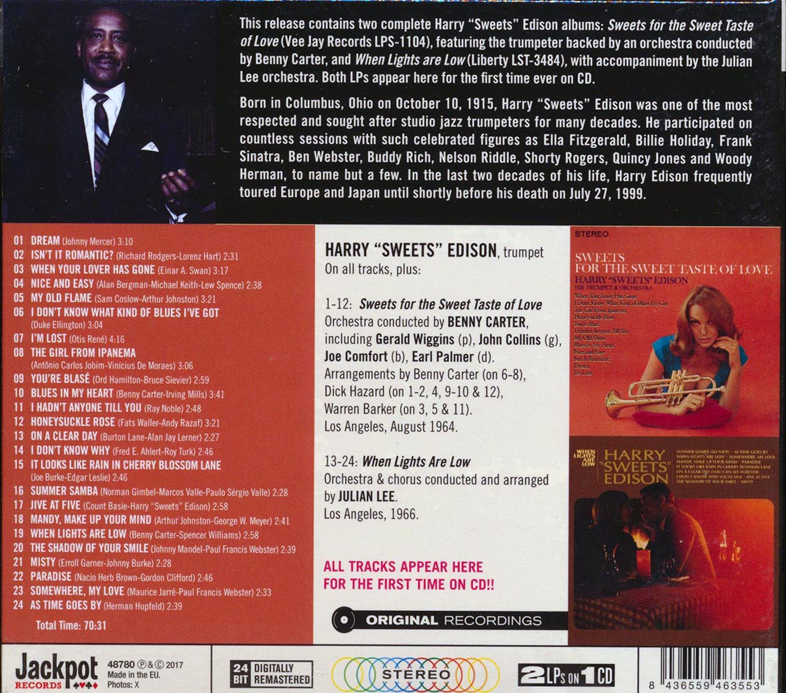 Harry Sweets Edison - Sweets For The Sweet Taste Of Love + When Lights Are Low (2 albums on 1 CD) (24 tracks) (ltd. ed.) (deluxe 3-fold digipak) (24-bit mastering) (remastered)