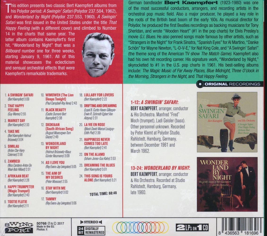 Bert Kaempfert & His Orchestra - A Swingin' Safari + Wonderland By Night (2 albums on 1 CD) (ltd. ed.) (deluxe 3-fold digipak) (24-bit mastering) (remastered)