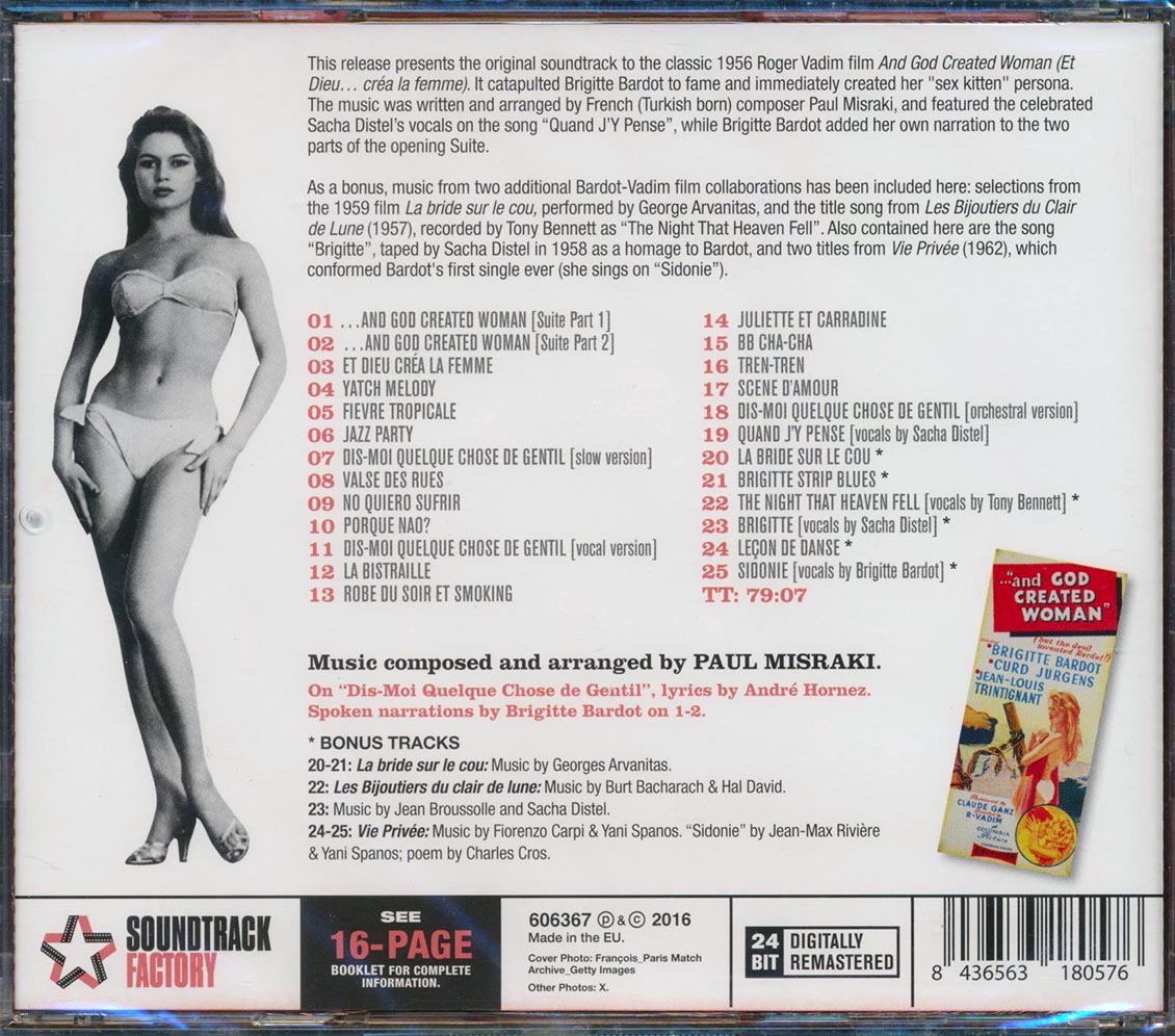 Paul Misraki, Brigitte Bardot - And God Created Woman Original Motion Picture Soundtrack (25 tracks) (+ 7 bonus tracks) (ltd. ed.) (incl. 16-page booklet) (24-bit mastering) (remastered)