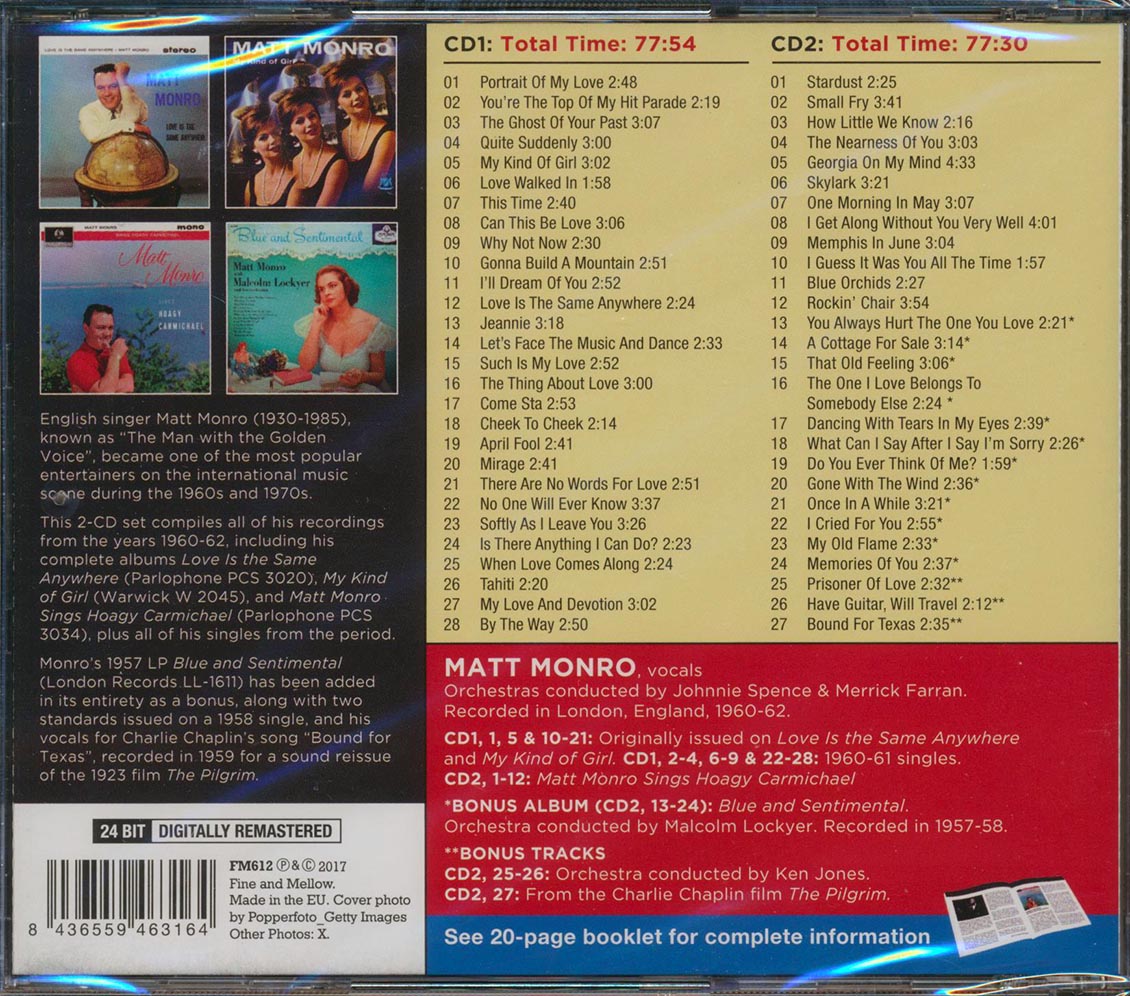 Matt Monro - Complete 1960-62 Recordings (55 tracks) (ltd. ed.) (2xCD) (incl. 20-page booklet) (24-bit mastering) (remastered)