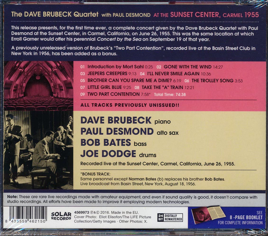 Dave Brubeck Quartet - At The Sunset Center, Carmel, 1955 (+ 2 bonus tracks) (incl. 8-page booklet) (remastered) (24-bit mastering)