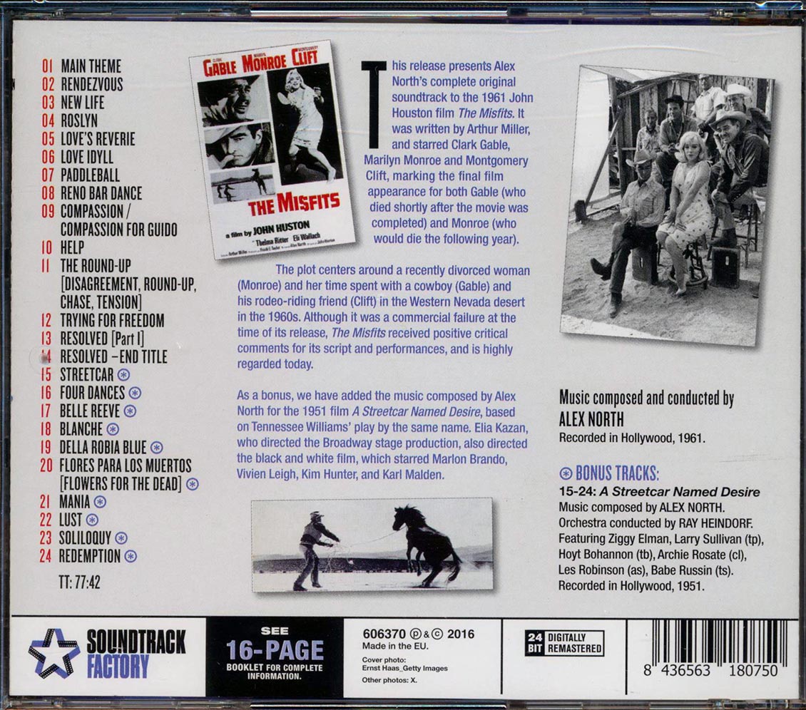 Alex North - The Misfits + A Streetcar Named Desire (2 albums on 1 CD) (24 tracks) (incl. 16-page booklet) (remastered) (24-bit mastering)