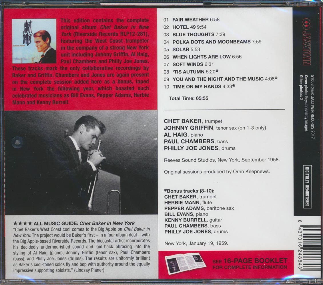 Chet Baker - In New York (+ 4 bonus tracks) (ltd. ed.) (incl. 16-page booklet) (remastered)