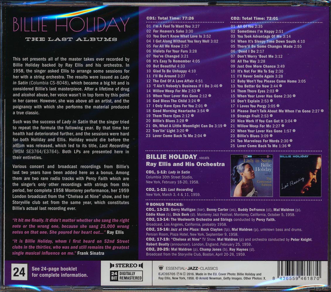 Billie Holiday - The Last Albums (48 tracks) (2xCD) (incl. 24-page booklet) (remastered) (24-bit mastering)