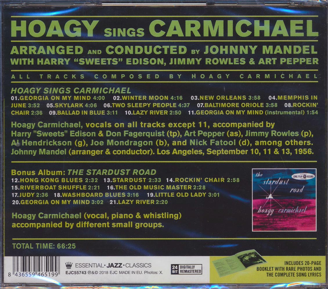 Hoagy Carmichael - Hoagy Sings Carmichael + The Stardust Road (2 albums on 1 CD) (21 tracks) (incl. 20-page booklet) (remastered) (24-bit mastering)