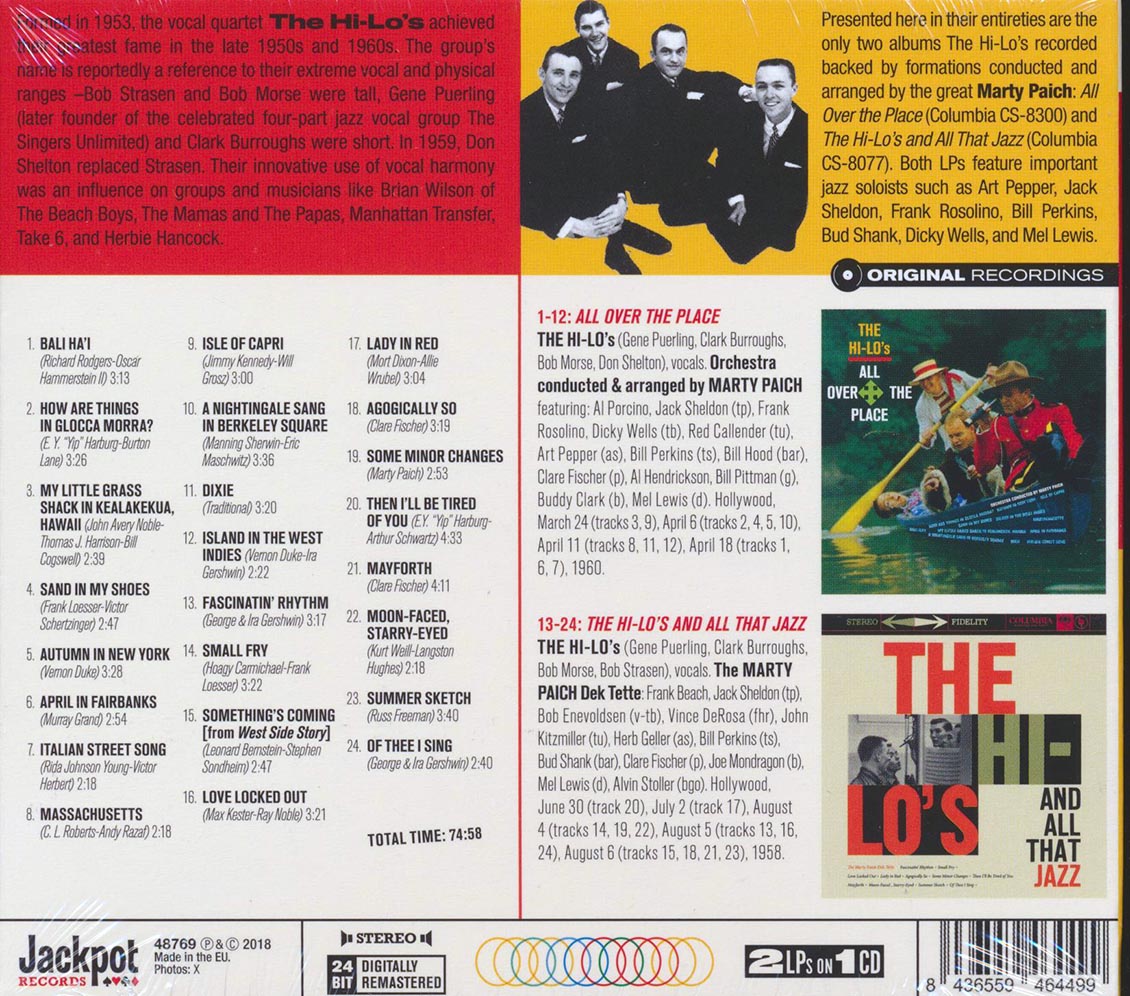 The Hi-Lo's - All Over The Place + And All That Jazz (2 albums on 1 CD) (24 tracks) (ltd. ed.) (deluxe 3-fold digipak) (24-bit mastering) (remastered)