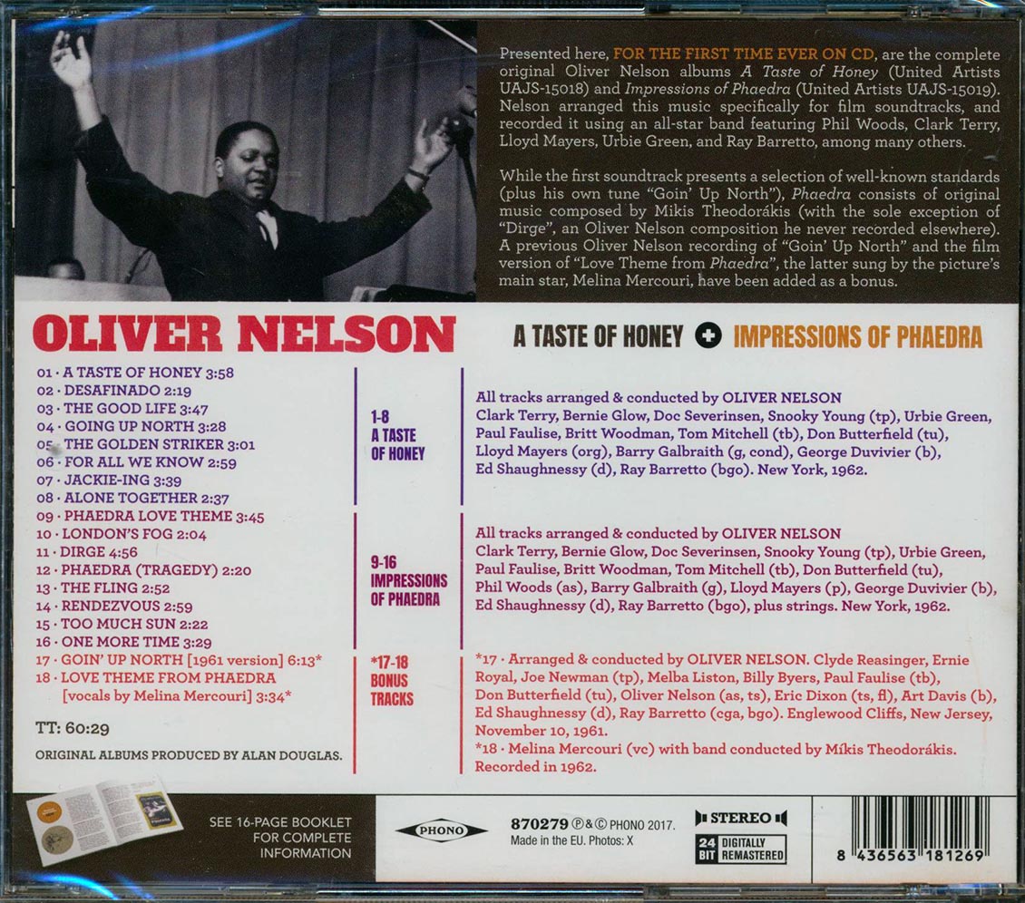 Oliver Nelson - A Taste Of Honey + Impressions Of Phaedra (2 albums on 1 CD) (+ 3 bonus tracks) (incl. 16-page booklet) (remastered) (24-bit mastering)