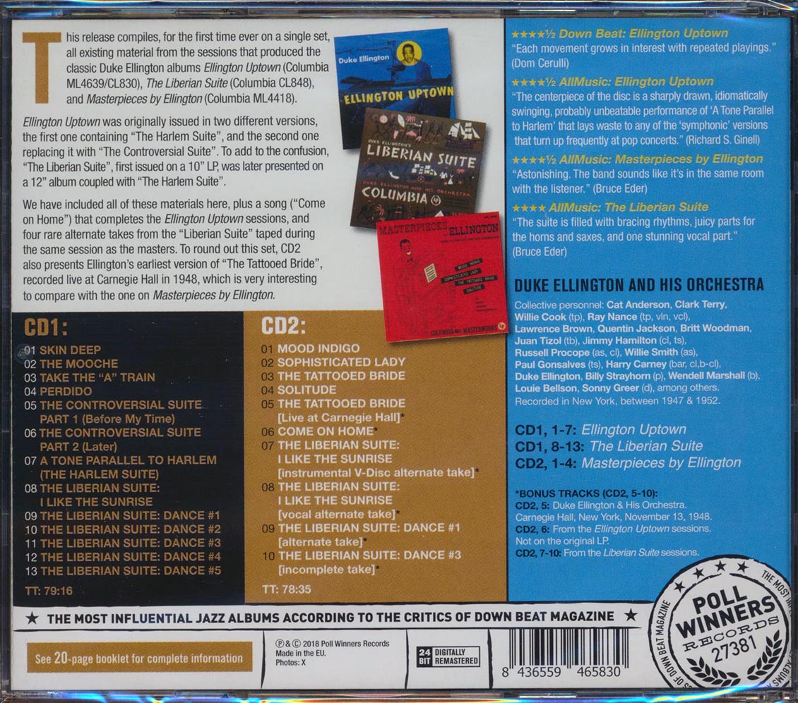 Duke Ellington - Ellington Uptown + The Liberian Suite + Masterpieces By Ellington (23 tracks) (+ 7 bonus tracks) (2xCD) (incl. 20-page booklet) (24-bit mastering) (remastered)