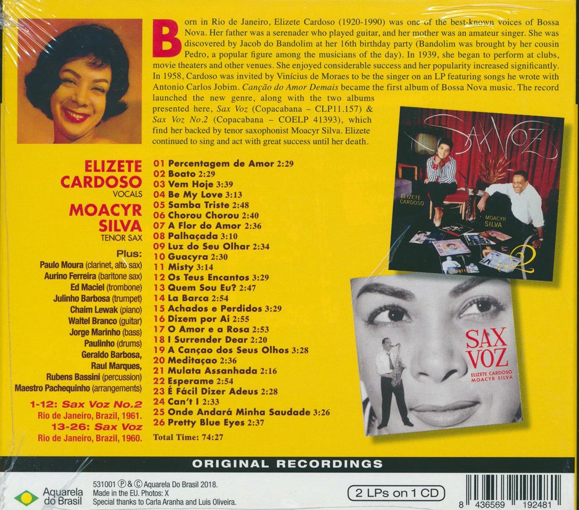 Elizete Cardodo, Moacyr Silva - Sax Voz + Sax Voz No. 2 (2 albums on 2 CDs) (26 tracks) (ltd. ed.) (deluxe 3-fold digipak)