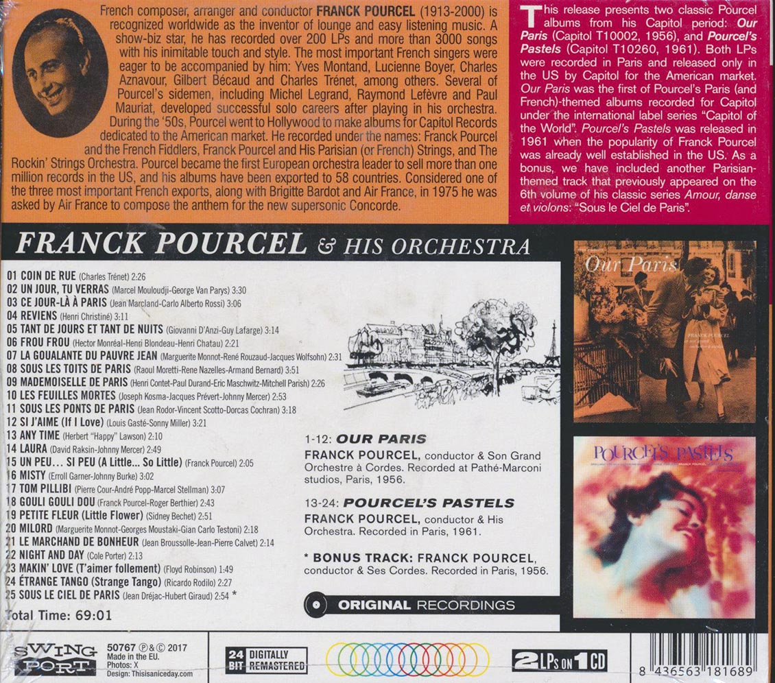 Franck Pourcel & His Orchestra - Our Paris + Pourcel's Pastels (2 albums on 1 CD) (25 tracks) (+ 2 bonus tracks) (ltd. ed.) (deluxe 3-fold digipak) (24-bit masteri