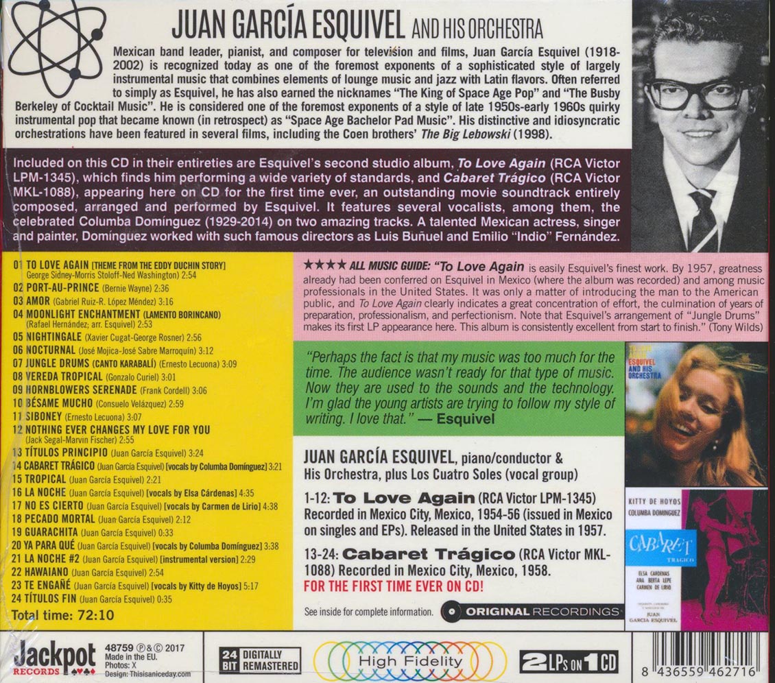 Esquivel & His Orchestra - To Love Again + Cabaret Tragico (2 albums on 1 CD) (24 tracks) (ltd. ed.) (deluxe 3-fold digipak) (24-bit mastering) (remastered)