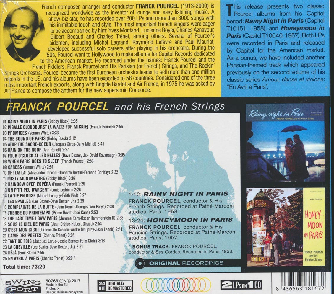 Franck Pourcel & His French Strings - Rainy Night In Paris + Honeymoon In Paris (2 albums on 1 CD) (25 tracks) (+ 2 bonus tracks) (ltd. ed.) (deluxe 3-fold digipak) (24-bit masteri