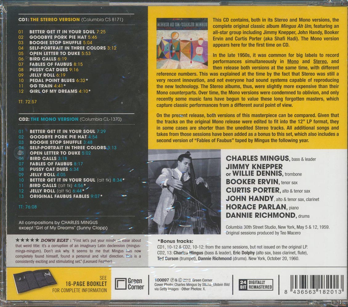 Charles Mingus - Mingus Au Um: The Stereo & Mono Versions (2 albums on 1 CD) (25 tracks) (+ 8 bonus tracks) (2xCD) (incl. 16-page booklet) (remastered) (24-bi