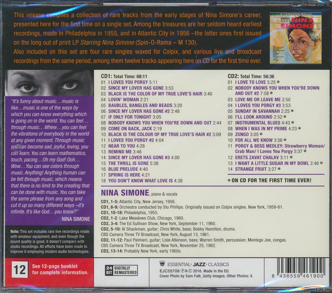Nina Simone - Strange Fruit: Starring Nina Simone + Bonus Tracks (32 tracks) (2xCD) (incl. 12-page booklet) (remastered) (24-bit mastering)