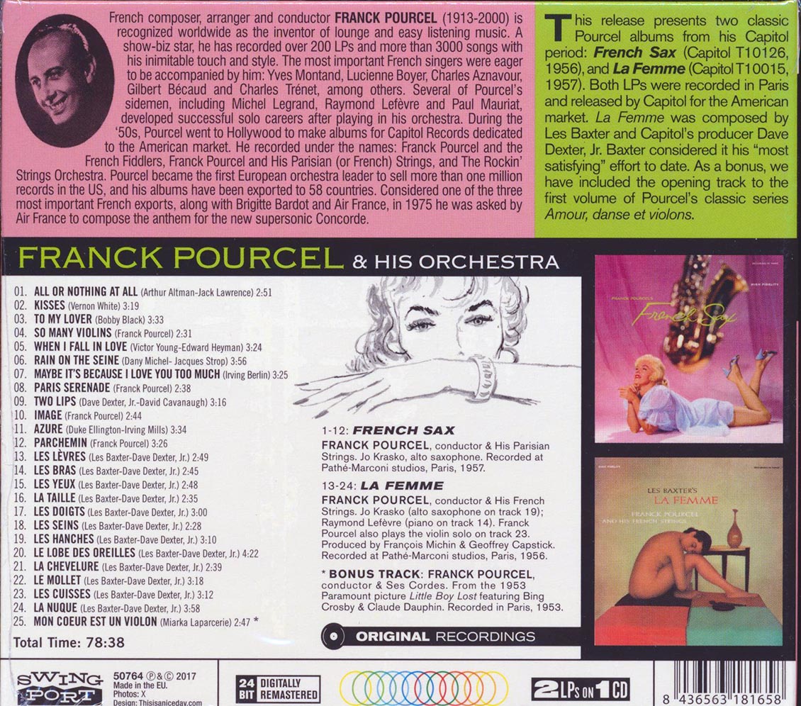 Franck Pourcel & His Orchestra, Les Baxter - French Sax + La Femme (2 albums on 1 CD) (25 tracks) (+ 2 bonus tracks) (ltd. ed.) (deluxe 3-fold digipak) (remastered) (2