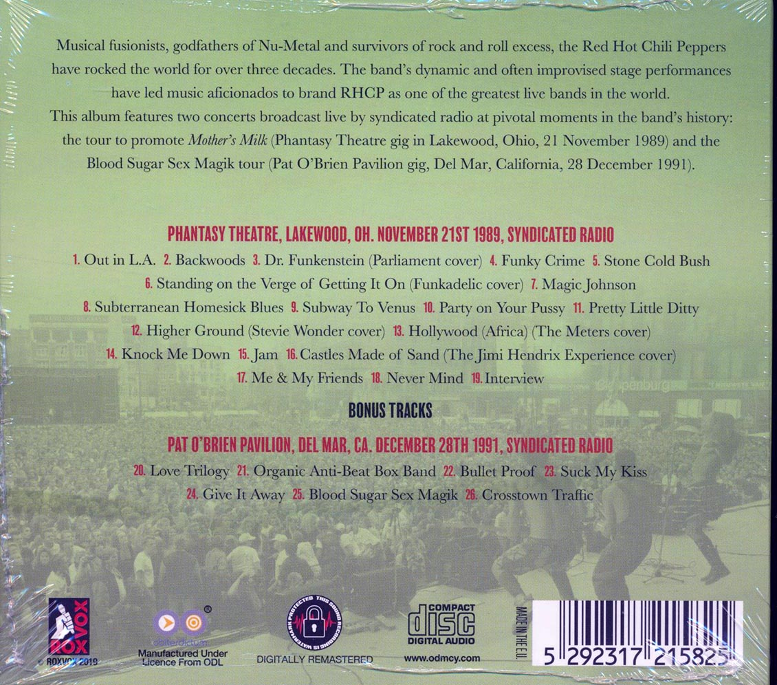 Red Hot Chili Peppers - Live: Lakewood, OH 21st November '89 + Del Mar, CA 28th December '91 (26 tracks) (remastered)