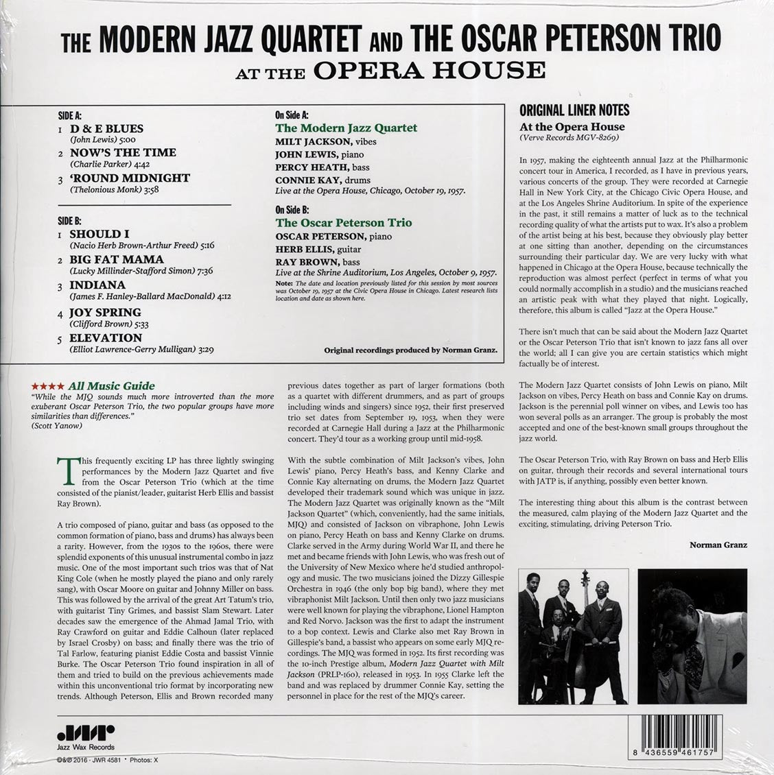 Modern Jazz Quartet, The Oscar Peterson Trio - At The Opera House (DMM) (ltd. 400 copies made) (180g) (High-Def VV) (remastered)