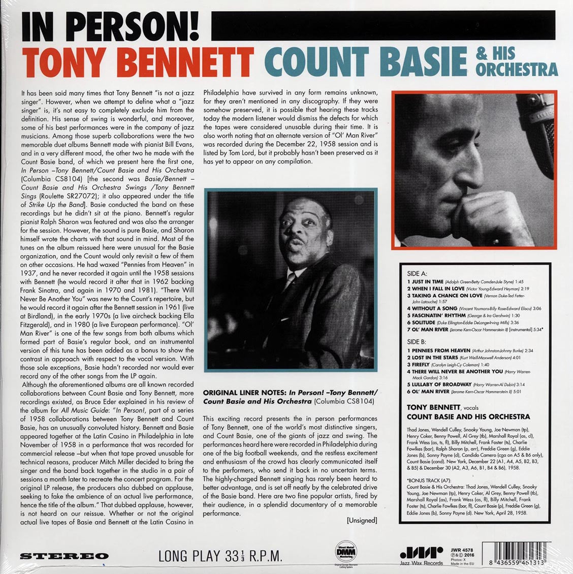 Tony Bennett, Count Basie & His Orchestra - In Person! (+ 2 bonus tracks) (DMM) (ltd. ed.) (180g) (High-Def VV) (remastered)