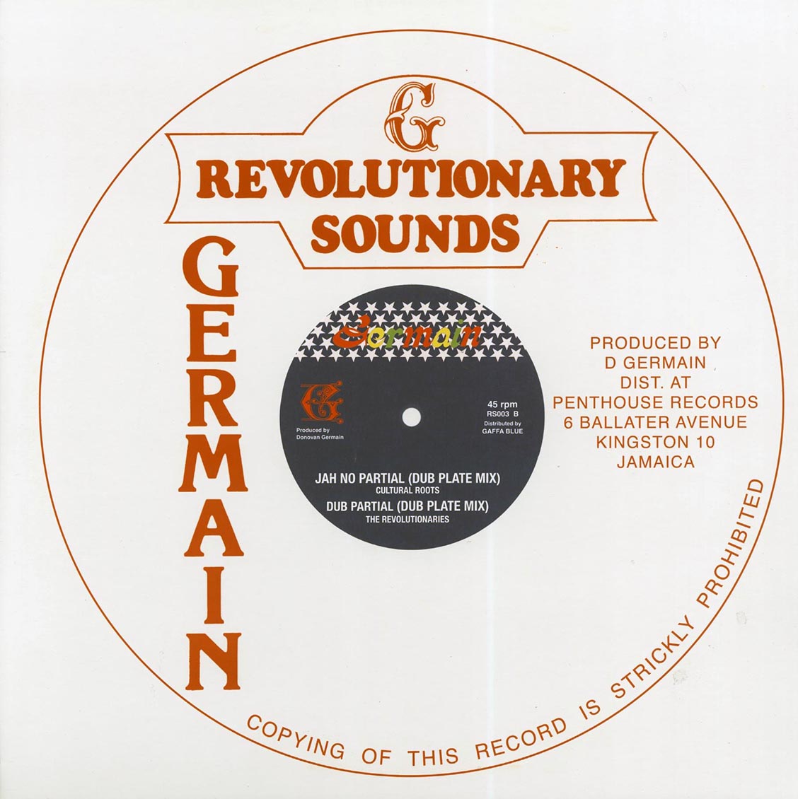 Cultural Roots - Jah No Partial; Revolutionaries - Dub Partial  /  Cultural Roots - Jah No Partial (dub Plate Mix); Revolutionaries - Dub Partial (Dub Plate Mix) (colored vinyl)