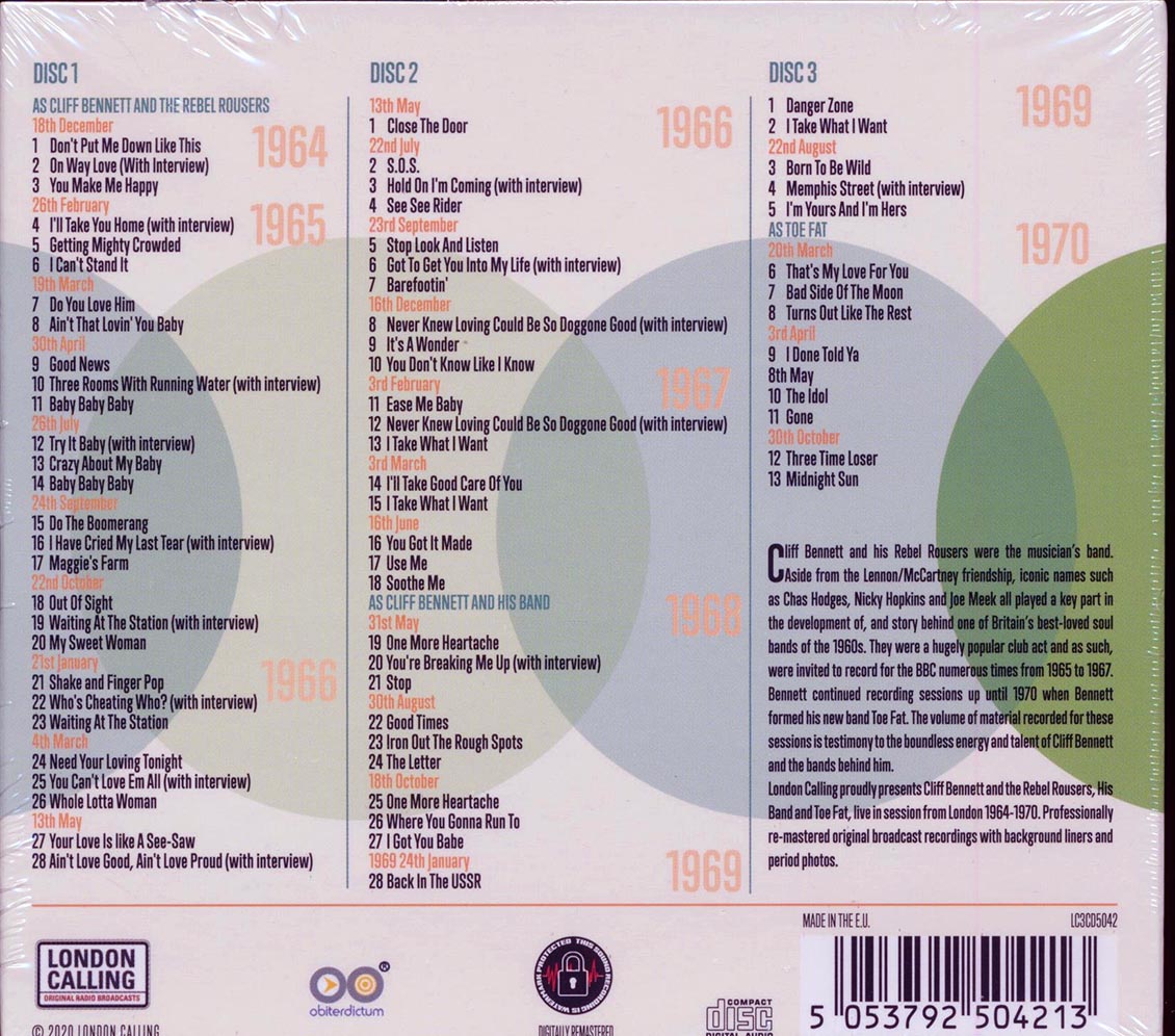 Cliff Bennett - Live On Air 1964-1970 (69 tracks) (3xCD) (incl. large booklet) (deluxe 4-fold digipak) (remastered)