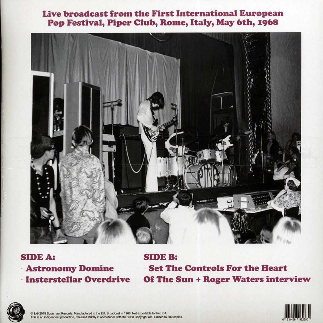 Pink Floyd - Broadcast In Rome, Italy, May 6th, 1968 (ltd. 500 copies made) (yellow vinyl)